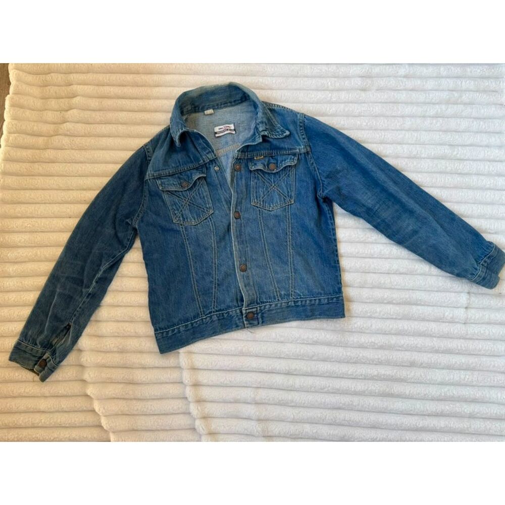 Vintage Big Smith Western Blue Denim Trucker Jacket Distressed Workwear